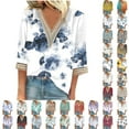 thumbnail image 1 of Dyegold Plus Size Tops For Women Floral Print Lace Trim V Neck 3/4 Sleeve Shirts Dressy Casual Loose Fit Blouses Vintage Tee, 1 of 5