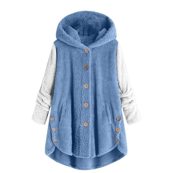 Dyegold Plus Size Womens Jacket Ladies Lightweight Cute Hooded Coats Button Down Warm Casual Teen Girls Hoodie Fuzzy Winter Coats Sweater Jackets Outwear Plus Size Sweatshirts Coats