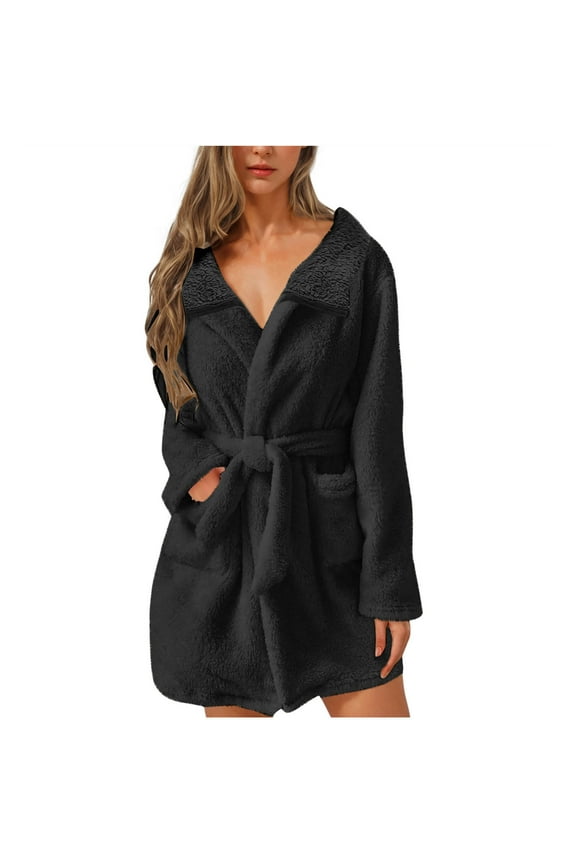 Dyegold Plush Robes For Women Lightweight Fuzzy Fleece Short Bathrobes Cute Soft Fluffy Spa Shower Pajamas Coats Loungewear