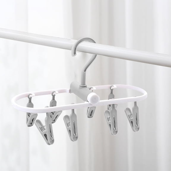 Dyegold Portable Travel Collapsible Clothes Hanger with 20 Clips Multi-Functional Sock Drying Rack Foldable Underwear Organizer 11.4 in