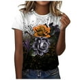 thumbnail image 1 of Dyegold Printed T Shirts For Women Short Sleeve Round Neck Vintage Graphic Tee Shirts Summer Casual Loose Fit Tops Blouses, 1 of 4