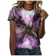 thumbnail image 1 of Dyegold Printed T Shirts For Women Short Sleeve Round Neck Vintage Graphic Tee Shirts Summer Casual Loose Fit Tops Blouses, 1 of 4