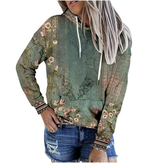 Dyegold Pullover Hoodies For Women Casual Long Sleeve Ombre Tie Dye Hooded Sweatshirt Loose Drawstring Hoodie With Pockets