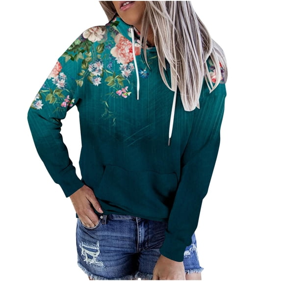 Dyegold Pullover Hoodies For Women Casual Long Sleeve Ombre Tie Dye Hooded Sweatshirt Loose Drawstring Hoodie With Pockets