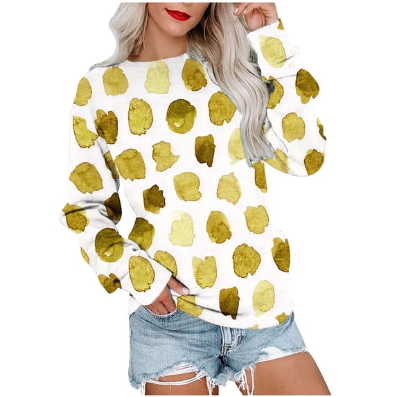 Dyegold Sweatshirts For Women Loose Fit Vintage Floral Print Long Sleeve T Shirts Fall Fashion 2023 Pullover Tops Sweaters