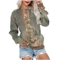 thumbnail image 1 of Dyegold Pullover Sweaters For Women Fall Fashion 2023 Vintage Floral Print Western Tops Shirts Casual Loose Teen Sweatshirts, 1 of 5