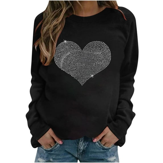 Dyegold Pullover Sweatshirts For Women Deals Comfy Vintage Winter Sweatshirt Teen Girls Y2k Heart Printed Hoodie Oversized Plus Size Ladies Sweater Western Workout Shirts Casual Graphic Jacket