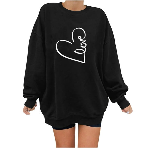 Dyegold Pullover Sweatshirts For Women Ladies Heart Print Graphic Teacher Sweatshirt Sweatshirts For Women Work Office Sport Long Sleeve Halloween Pullover Sweaters For Women
