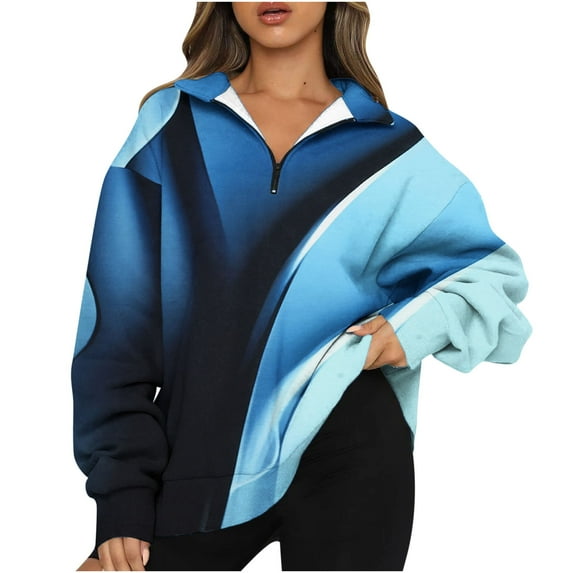 Dyegold Womens Oversized Half Zip Pullover Long Sleeve Sweatshirt Quarter Zip Trendy Hoodie Ouffits Teen Girls Fall Clothes