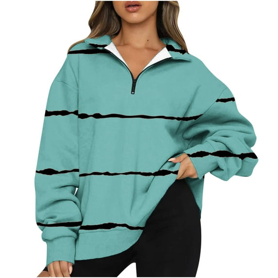 Dyegold Womens Oversized Half Zip Pullover Long Sleeve Sweatshirt Quarter Zip Trendy Hoodie Ouffits Teen Girls Fall Clothes