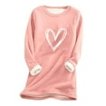 thumbnail image 1 of Dyegold Sherpa Lined Sweatshirt Women Deals Ladies Winter Shirts Christmas Gifts Fluffy Thick Sherpa Lined Tops Casual Teen Girls Fleece Undershirt Graphic Loungewear Pullover Warm Sweatshirt, 1 of 2