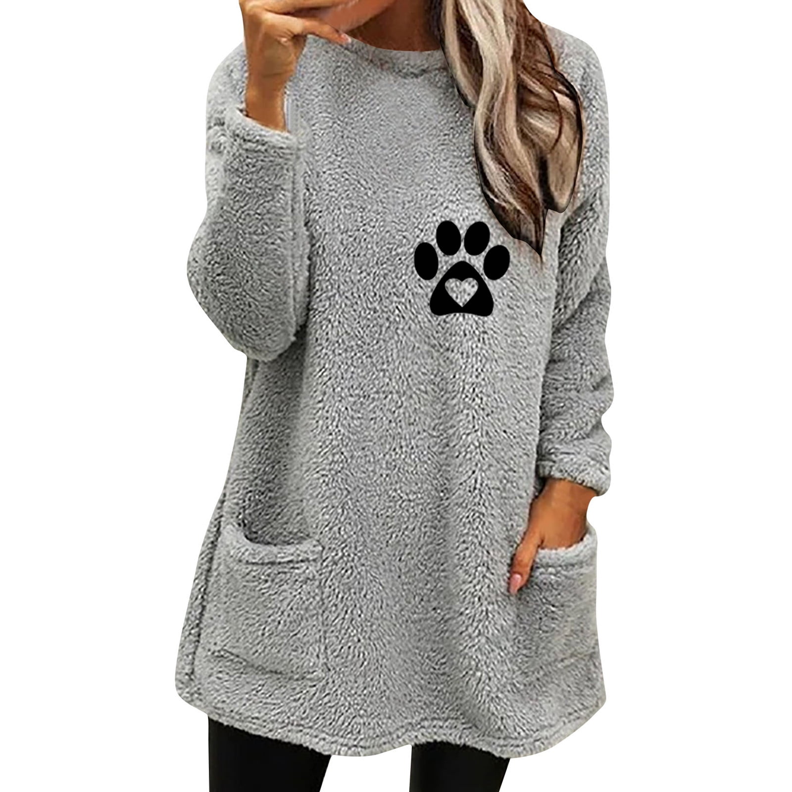 Women's Relaxed Fit Hoodie – Fleece Feel with Cartoon Dog Print & Striped Sleeves main image 1