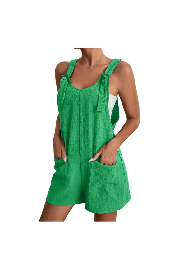 Dyegold Short Jumpsuits For Women Summer Casual Adjustable Strap Loose Linen Short Bib Overalls Jumpsuit Rompers With Pocket