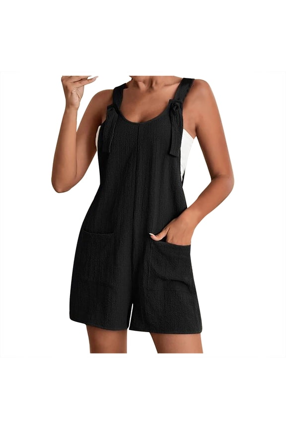 Dyegold Short Jumpsuits For Women Summer Casual Adjustable Strap Loose Linen Short Bib Overalls Jumpsuit Rompers With Pocket