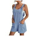 thumbnail image 1 of Dyegold Short Jumpsuits For Women Summer Casual Adjustable Strap Loose Linen Short Bib Overalls Jumpsuit Rompers With Pocket, 1 of 6