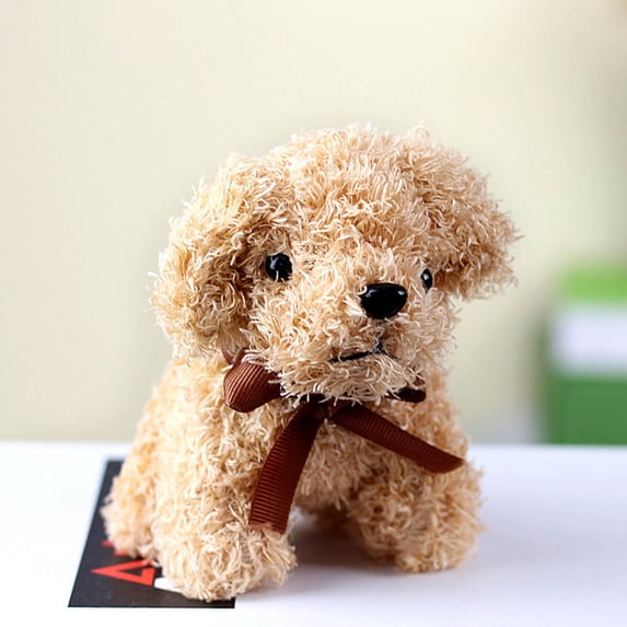 Dyegold Simulation Dog Plush Toy Poodle Stuffed Keychain Ring Pendant 12cm Cute Soft Animal Doll for Christmas Birthday Gift Decoration