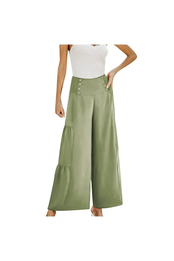 Dyegold Split Leg Pants For Women Plus Size Wide Leg High Waist Yoga Pants Casual Loose Summer Flowy Boho Beach Palazzo Pant