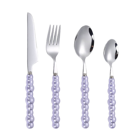 Dyegold Stainless Steel Flatware Set 4 Piece Dessert Spoon Salad Fork Knife Tea Spoon for Home Kitchen Travel Silverware Set