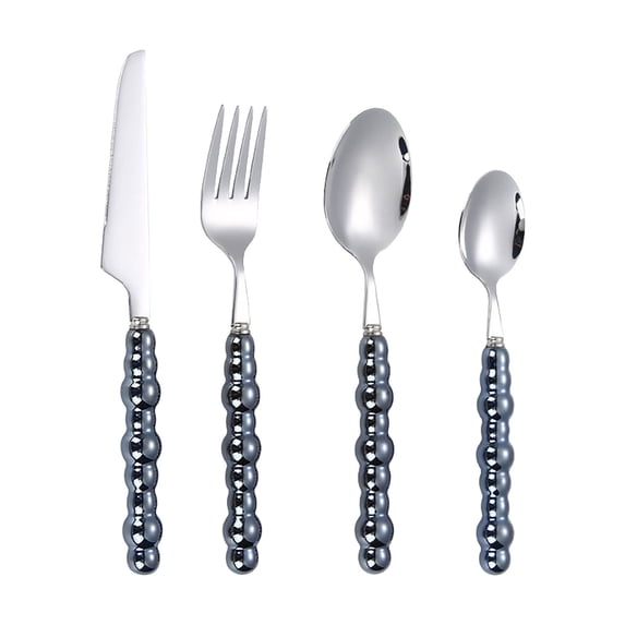 Dyegold Stainless Steel Flatware Set 4 Piece Dessert Spoon Salad Fork Knife Tea Spoon for Home Kitchen Travel Silverware Set