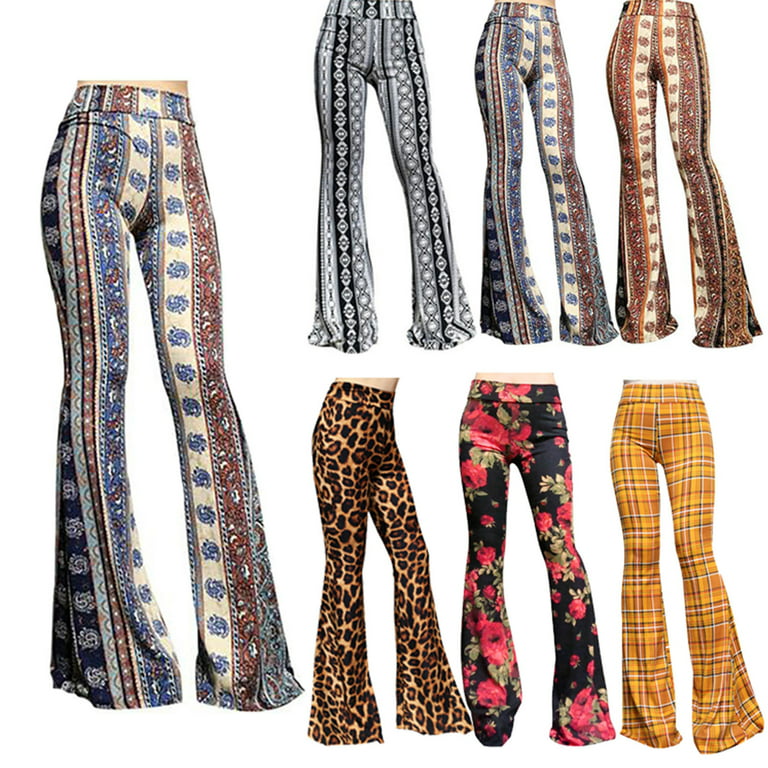 Dyegold Stretchy Flare Leggings for Women Vintage Leopard Print Wide Leg  Bootcut High Waisted Yoga Pants Boho Stretchy Casual Trouser