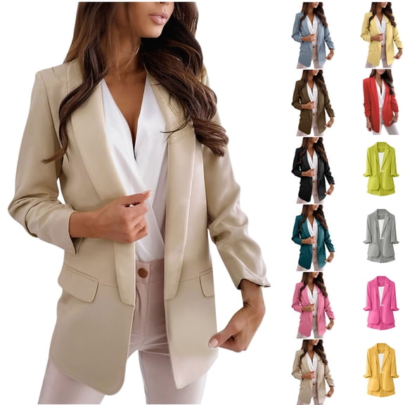 Dyegold Light Jackets For Women Casual Open Front Long Sleeve Lapel Button Slim Work Office Jackets Blazers Fashion Dressy