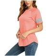 thumbnail image 1 of Dyegold Summer Tops for Women 2023, Blouses for Women Dressy Casual Summer Striped Color Block ​Cute Flowy Tops Tunics Round Neck Short Sleeve Henley Shirt, 1 of 4
