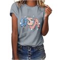 thumbnail image 1 of Dyegold Summer Tops for Women 2023, Short Sleeve Basic Shirts Tee Plus Size Blouses for Women Loose Comfy USA Letter Print Patriotic Round Neck ​Tunic Tops, 1 of 6