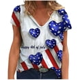 thumbnail image 1 of Dyegold Summer Tops for Women 2023, Star Stripes 4th July Cute Summer Tops for Women Casual Tops US Flag Loose Short Sleeve Tees Shirt V-Neck ​Tunic Tops, 1 of 5