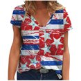 thumbnail image 1 of Dyegold Summer Tops for Women 2023, Star Stripes 4th July Cute Summer Tops for Women Casual Tops US Flag Loose Short Sleeve Tees Shirt V-Neck ​Tunic Tops, 1 of 5