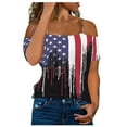 thumbnail image 1 of Dyegold Summer Tops for Women 2023 Trendy, Cold Shoulder Cami Tops for Womens Blouses Dressy 4th of July US Flag Tees Shirt Summer Casual Short Sleeve ​Tunics, 1 of 5