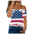 thumbnail image 1 of Dyegold Summer Tops for Women 2023 Trendy, Cold Shoulder Cami Tops for Womens Blouses Dressy 4th of July US Flag Tees Shirt Summer Casual Short Sleeve ​Tunics, 1 of 5
