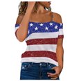 thumbnail image 1 of Dyegold Summer Tops for Women 2023 Trendy, Cold Shoulder Cami Tops for Womens Blouses Dressy 4th of July US Flag Tees Shirt Summer Casual Short Sleeve ​Tunics, 1 of 5