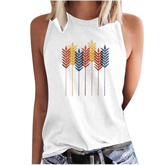 Dyegold Summer Tops for Women 2023 Trendy, Crewneck Casual Tops for Women Western Aztec Print Tribal Ethnic Tshirt Sleeveless Dressy Casual Cute Blouse Tunics