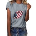 thumbnail image 1 of Dyegold Summer Tops for Women 2023 Trendy, Dressy Blouses for Women American Flag 4th July Graphic T-Shirts Round Neck Short Sleeve Basic Loose ​Tops Tee Tunic, 1 of 6
