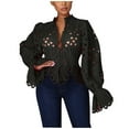 thumbnail image 1 of Dyegold Summer Tops for Women 2023 Trendy, Loose Womens Summer Tops Dressy Casual Lace Crochet T-Shirts Flare Long Sleeve V Neck Blouses Sexy Hollow Out ​Tops, 1 of 6