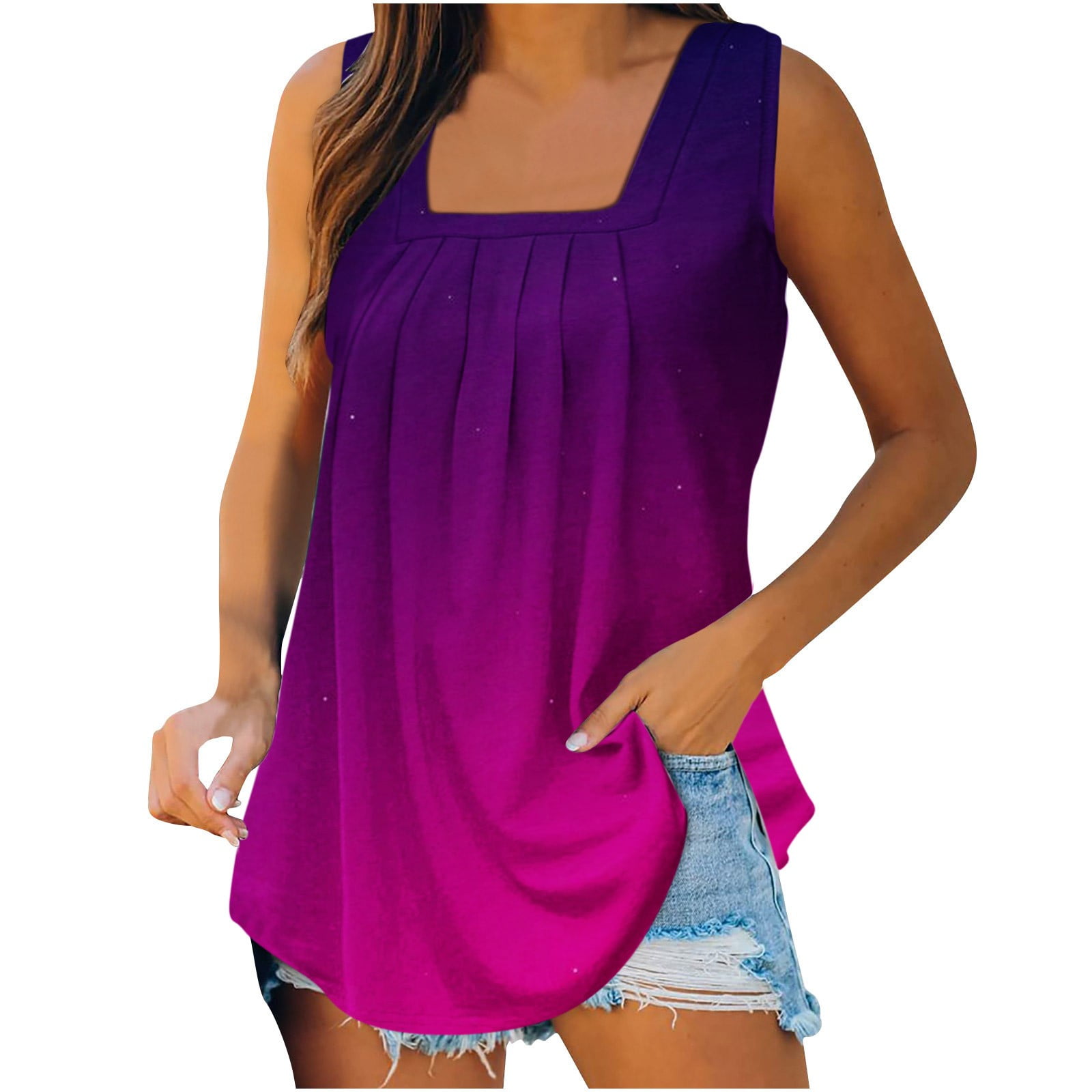 Dyegold Summer Tops for Women 2023 Trendy,Summer Tank Tops for Women Loose Trendy Floral Print