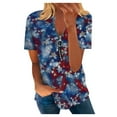 thumbnail image 1 of Dyegold Summer Tops for Women 2023 Trendy, Summer Tops for Women USA Star Stripes Fourth July Tshirts Half Zip V Neck Short Sleeve Blouse American Flag ​Tunics, 1 of 5