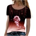 thumbnail image 1 of Dyegold Summer Tops for Women 2023 Trendy, Women Blouses and Tops Fashion Short Sleeve Rose Print Gradient Shirts Tee Casual Crewneck Summer Trendy ​Tunic Tops, 1 of 5