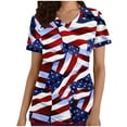 thumbnail image 1 of Dyegold Summer Tops for Women 2023, Womens Blouses and Tops Casual 4th of July Patriotic Uniform Soft Scrub Tops Work Tshirt Short Sleeve V Neck ​Tunics, 1 of 5