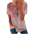 thumbnail image 1 of Dyegold Summer Tops for Women 2023, Womens Summer Tops Dressy Casual Marble Print Zip Up ​Blouses Loose Fitting Trendy Tops V-Neck Short Sleeve Tshirts, 1 of 5