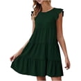 thumbnail image 1 of Dyegold Sundresses for Women Casual Beach - Church Dresses for Women 2023 Round Neck Sleeveless Ruffle Solid Color Tiered Midi Sun Dress ​Casual Loose Tank ​​Dress, 1 of 4