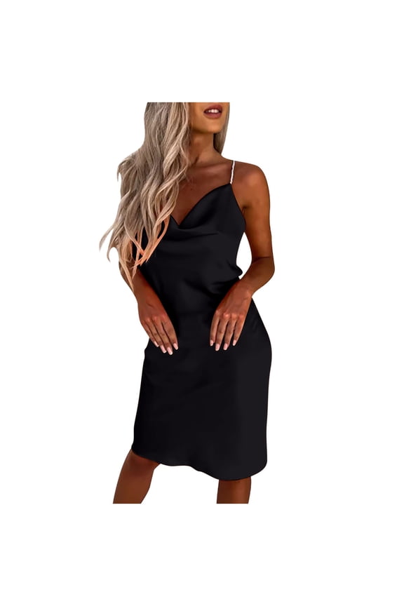 Dyegold Sundresses for Women Casual Beach - Dresses for Women Sexy V Neck Sleeveless Spaghetti Strap Bodycon Midi Sun Dresses ​Slim Fit Club ​Graduation ​Dresses