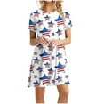 thumbnail image 1 of Dyegold Sundresses for Women Casual Beach - Holiday Dresses for Women Patriotic Round Neck Short Sleeve American Flag Midi Tunic Sundress ​Loose Flowy Swing ​Dress, 1 of 4