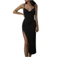 thumbnail image 1 of Dyegold Sundresses for Women Casual Beach - Maxi Dress for Women V Neck Sleeveless High Split Sexy Bodycon Slim Fit Spaghetti Strap Long Wedding Guest ​​Dress, 1 of 6