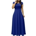 thumbnail image 1 of Dyegold Sundresses for Women Casual Beach - Maxi Long Boho Dress for Women Round Neck Short Sleeve High Waist Solid Color Flowy Swing Loose Elegant ​​Sundresses, 1 of 6