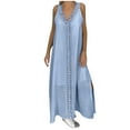 thumbnail image 1 of Dyegold Sundresses for Women Casual Beach - Maxi Wedding Guest Dresses for Women V Neck Sleeveless Lace Patchwork Plus Size Ruffle Beach Long Fashion ​​Sundress, 1 of 7