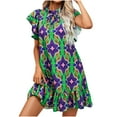 thumbnail image 1 of Dyegold Sundresses for Women Casual Beach - Midi Sun Dresses Women Summer Casual O Neck Short Sleeve Loose Floral Print Beach A-Line Summer Vacation ​​Sundress, 1 of 8