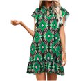thumbnail image 1 of Dyegold Sundresses for Women Casual Beach - Midi Sun Dresses Women Summer Casual O Neck Short Sleeve Loose Floral Print Beach A-Line Summer Vacation ​​Sundress, 1 of 4
