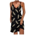 thumbnail image 1 of Dyegold Sundresses for Women Casual Beach - Midi Sun Dresses Women Summer Casual V-Neck Sleeveless Plus Size Feather Print Spaghetti Strap Party Prom ​​Sundress, 1 of 5