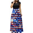 thumbnail image 1 of Dyegold Sundresses for Women Casual Beach - Plus Size Dress Womens Round Neck Short Sleeve American Flag Patriotic Maxi Sundress ​Casual Loose Flowy Swing ​​Dress, 1 of 5
